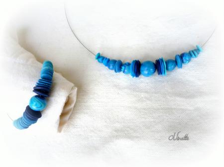 Collier et bracelet turquoise perles et lamelles