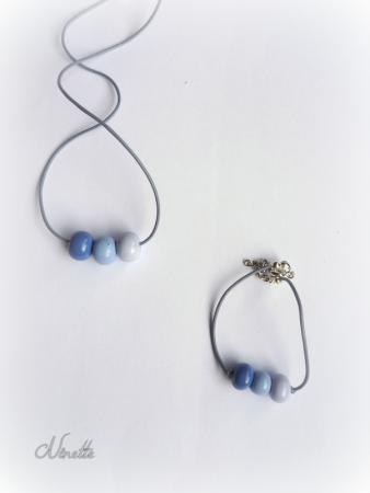 Pendentif et Bracelet perles bleues