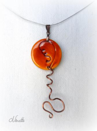 Pendentif orange zigwigwi - wire