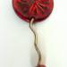 Pendentif rond rouge fleur, wire et perle